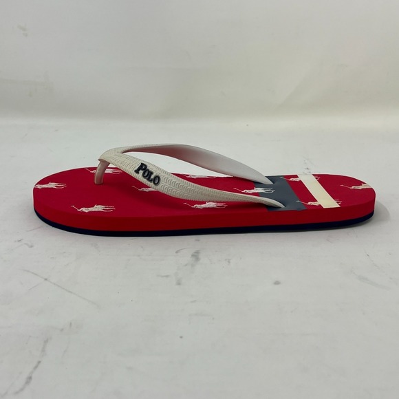 Polo Ralph Lauren Unisex Junior Flip Flop Red/ White Pony Logo US Size 6 VTG NEW - Picture 4 of 14